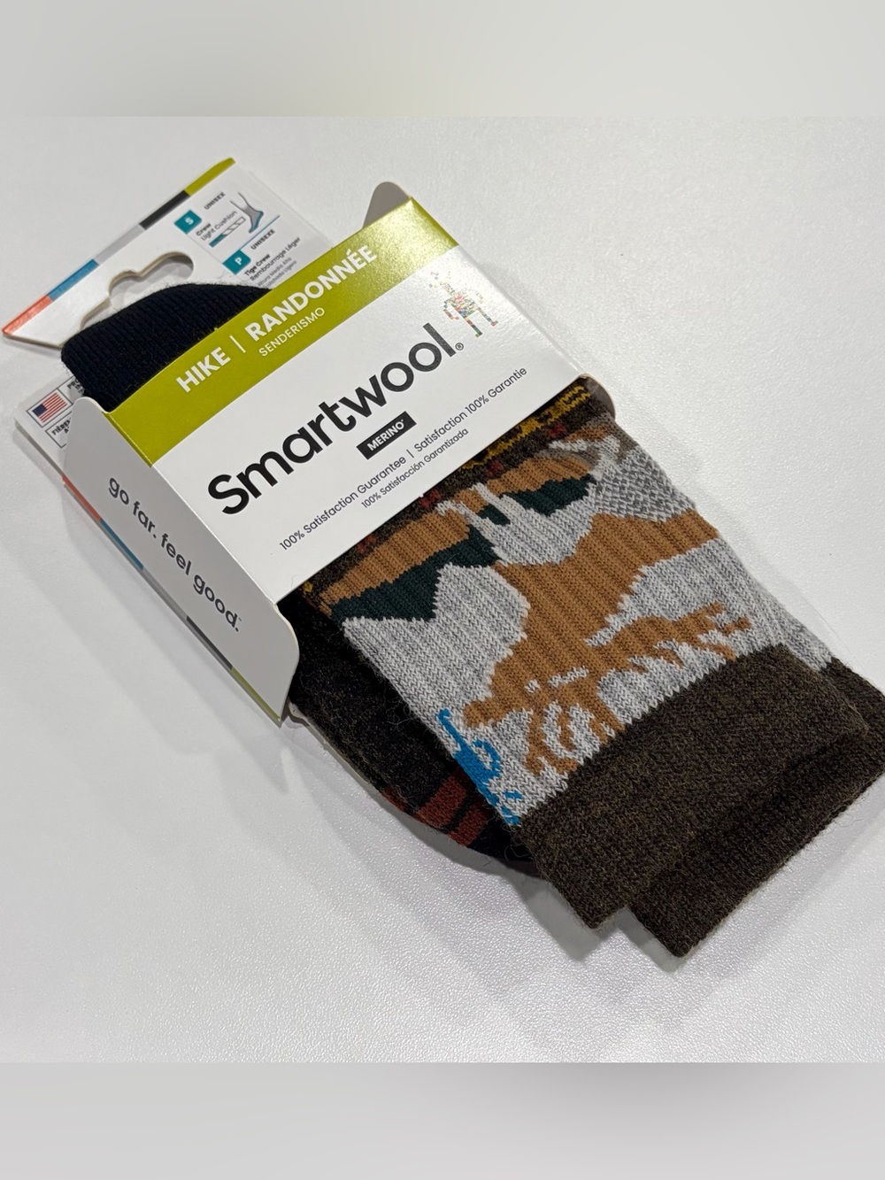 SmartWool Women's Small Hike Light Cushion Mountain Moose Socks NWT Brown Grey